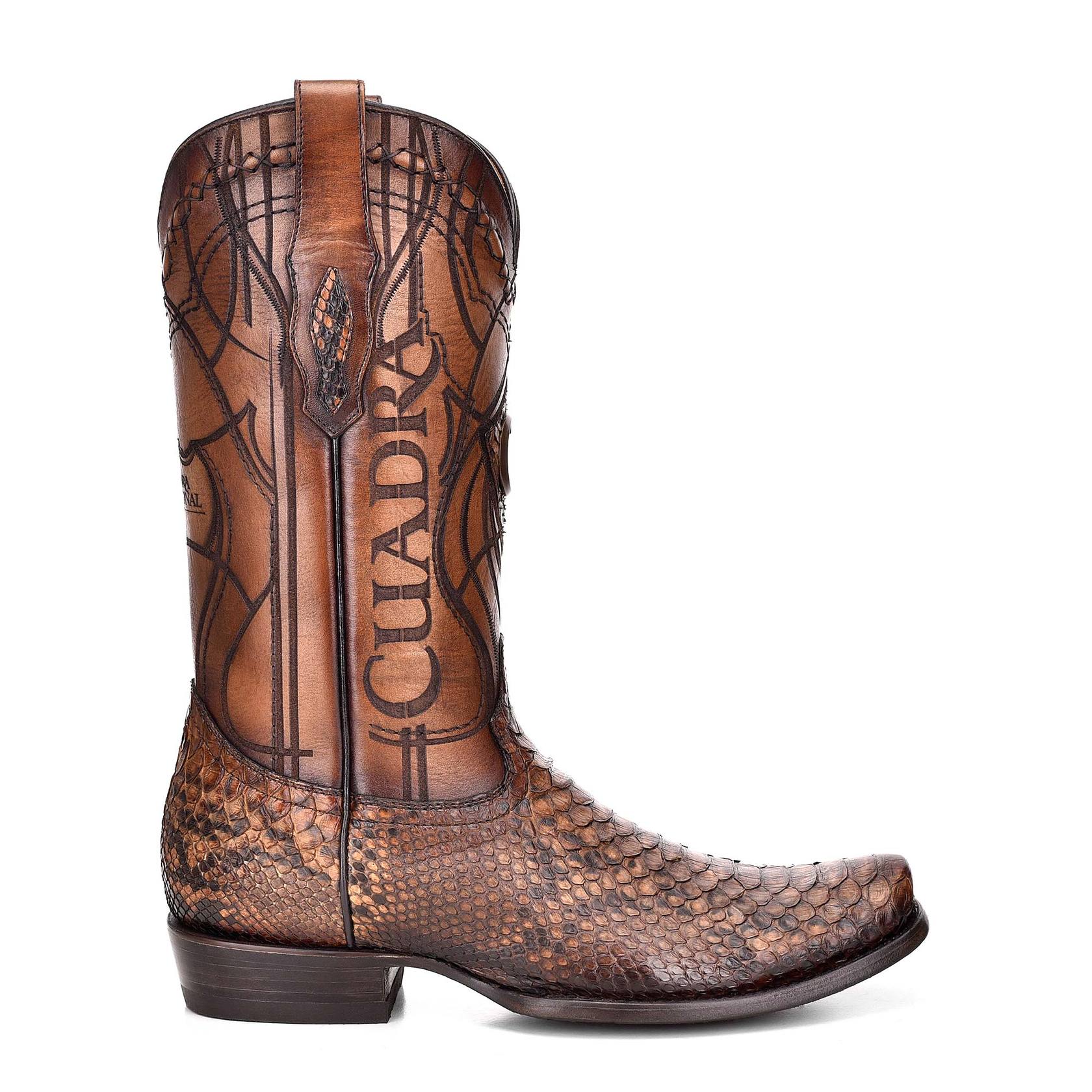  Cuadra brown western cowboy python skin boots for men-Kuet.us