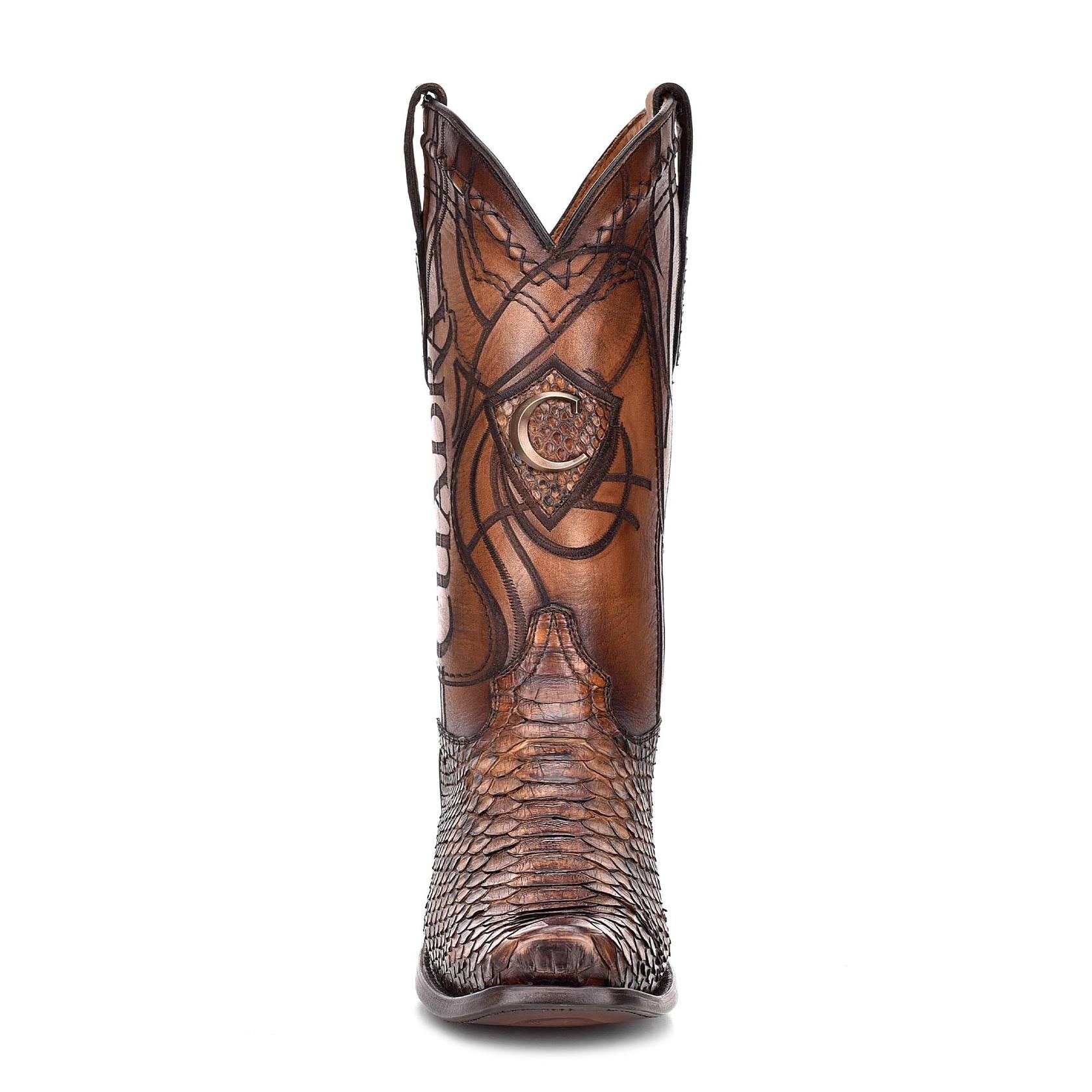 1J1NPH - Cuadra brown western cowboy python skin boots for men-CUADRA-Kuet-Cuadra-Boots