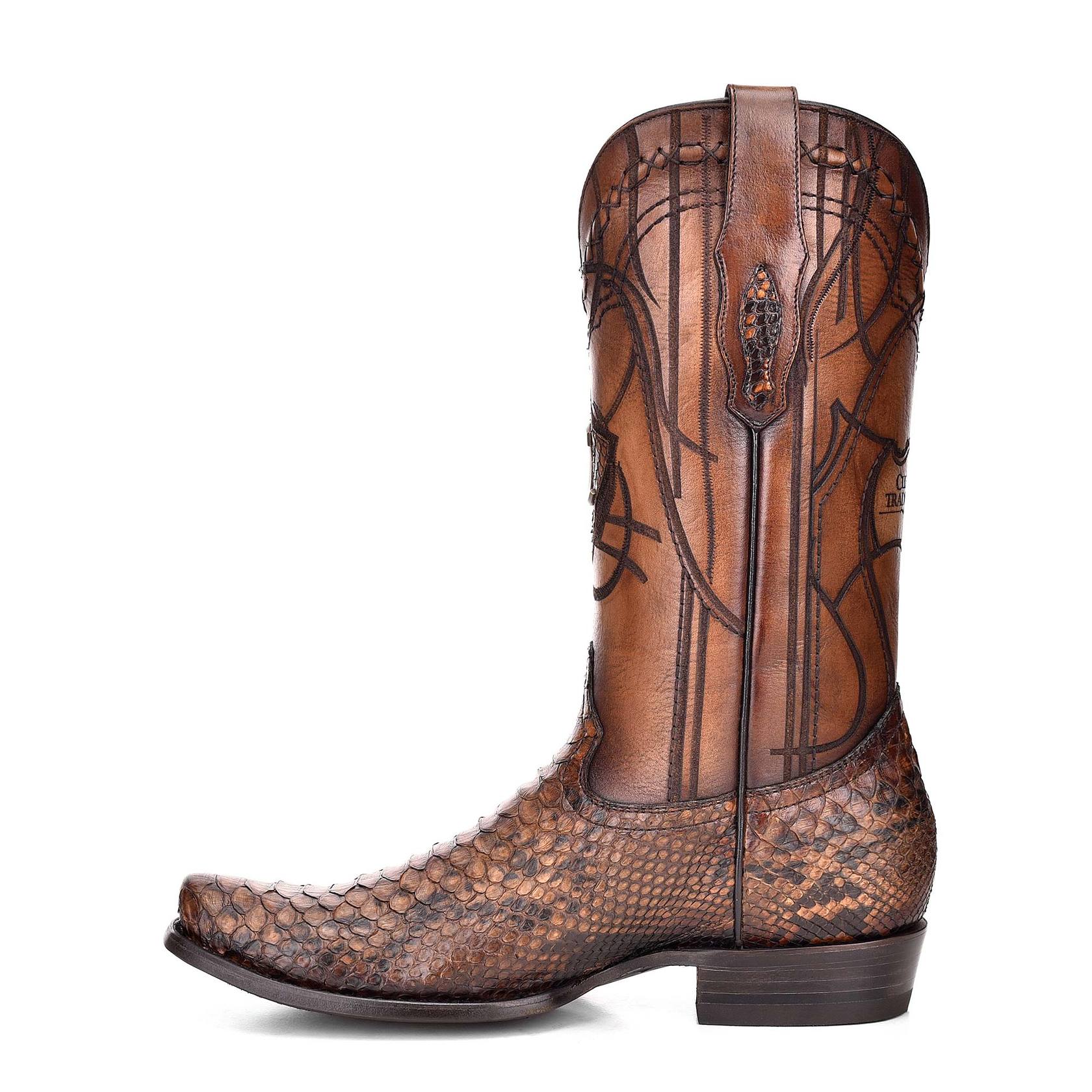 Cuadra brown western cowboy python skin boots for men-Kuet.us