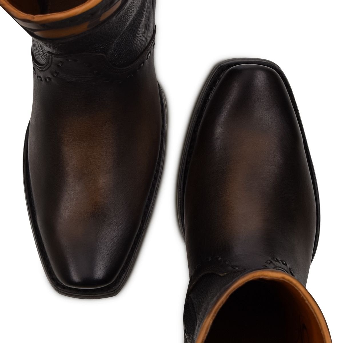 1J2ERS - Cuadra black-brown casual cowboy leather zip ankle boots for men-CUADRA-Kuet-Cuadra-Boots