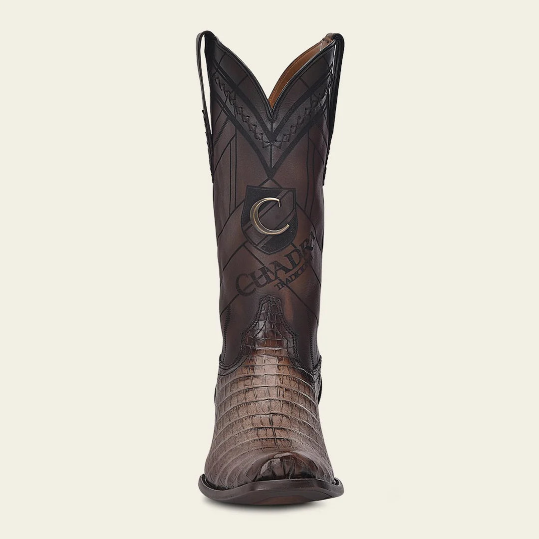 1J2FFY - Cuadra chocolate dress cowboy exotic caiman leather boots for men