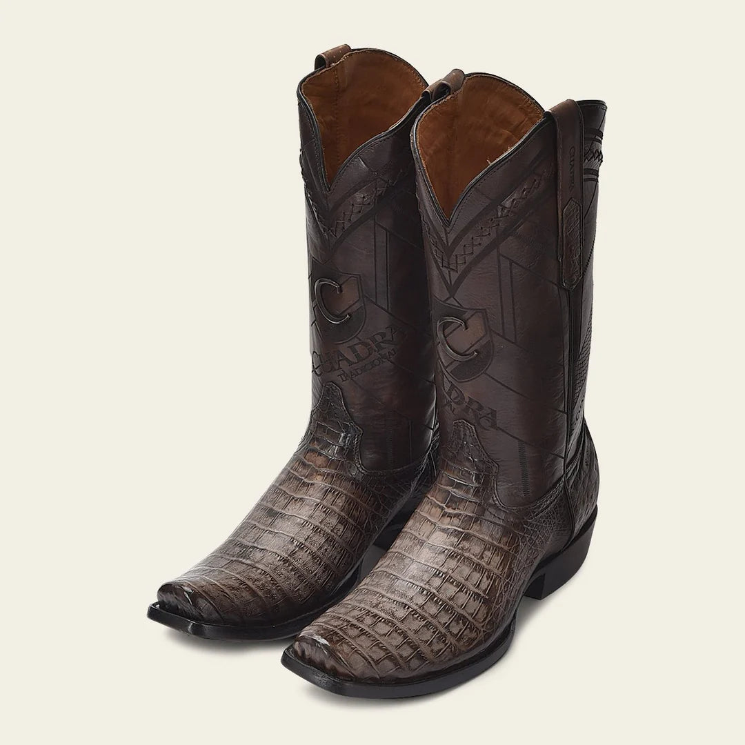 1J2FFY - Cuadra chocolate dress cowboy exotic caiman leather boots for men