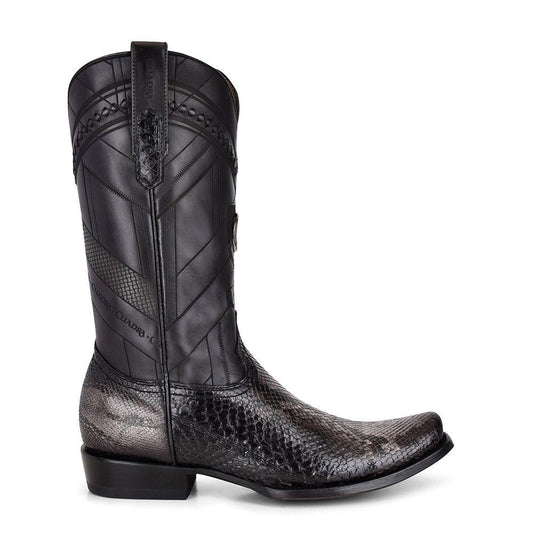 1J2FPH - Cuadra black dress cowboy python leather boots for men-Kuet.us