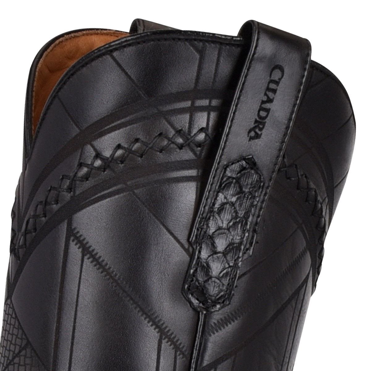 1J2FPH - Cuadra black dress cowboy python leather boots for men-Kuet.us