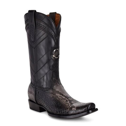 1J2FPH - Cuadra black dress cowboy python leather boots for men-Kuet.us
