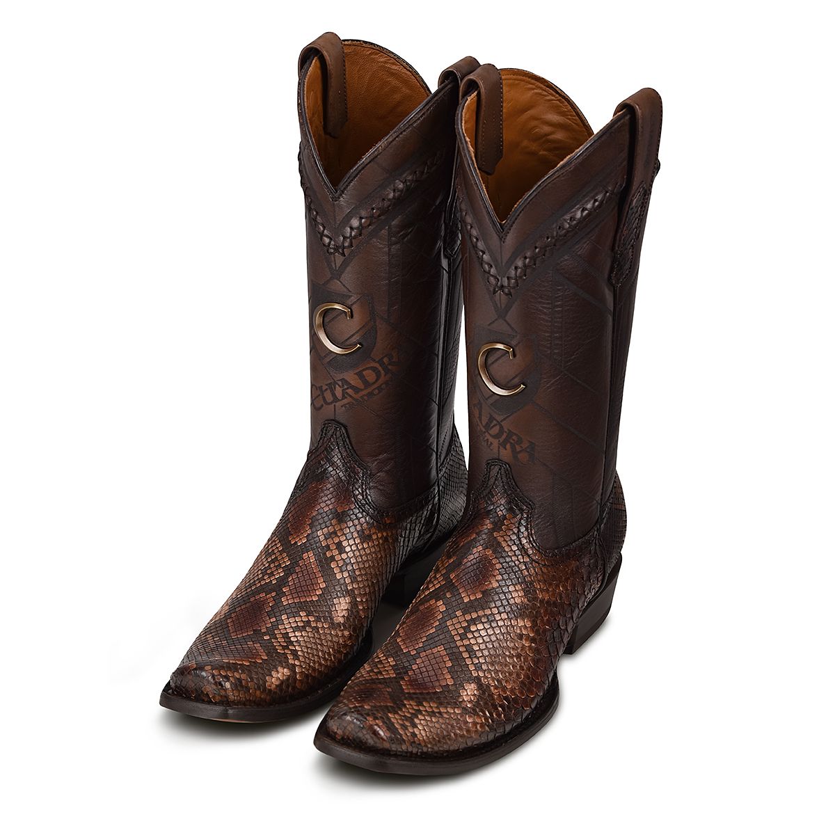 1J2FPH - Cuadra brown fashion cowboy python leather boots for men-CUADRA-Kuet-Cuadra-Boots