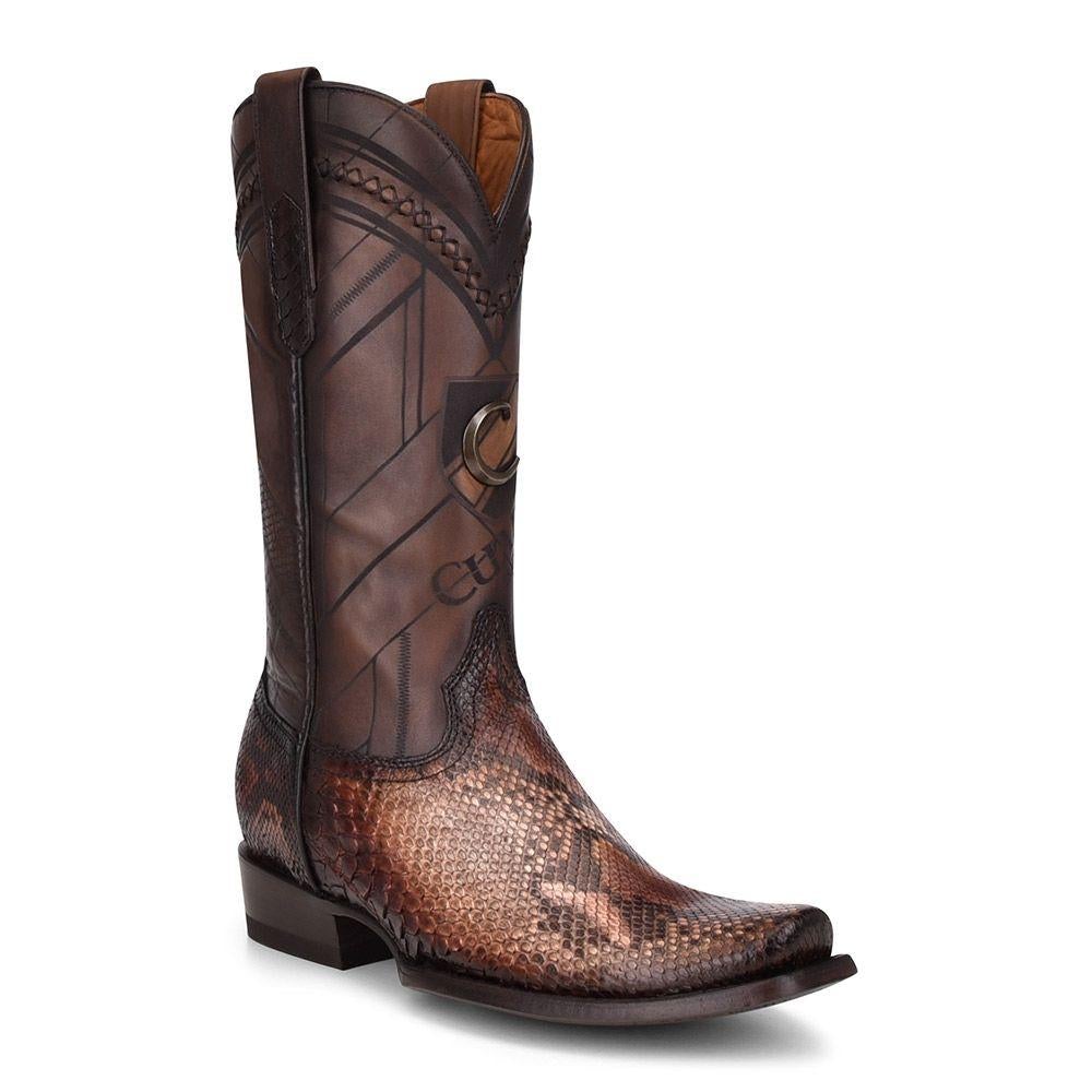 1J2FPH - Cuadra brown fashion cowboy python leather boots for men-CUADRA-Kuet-Cuadra-Boots