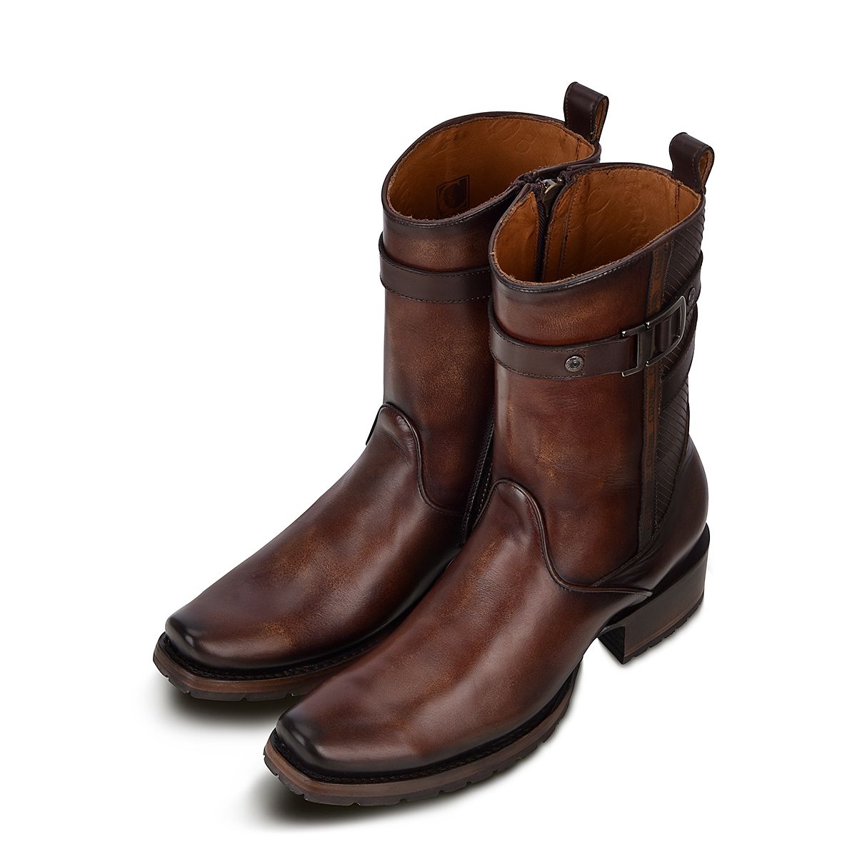 1J2JRS - Cuadra brown casual cowboy genuine cowhide leather boots for men-Kuet.us