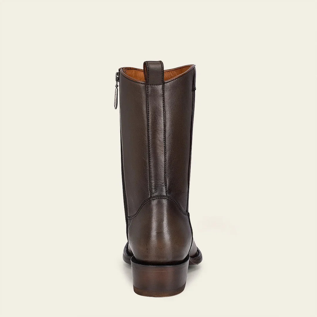 1J2KPT - Cuadra Brown Dress Cowboy Ostrich Leg Zip Ankle Boots for Men