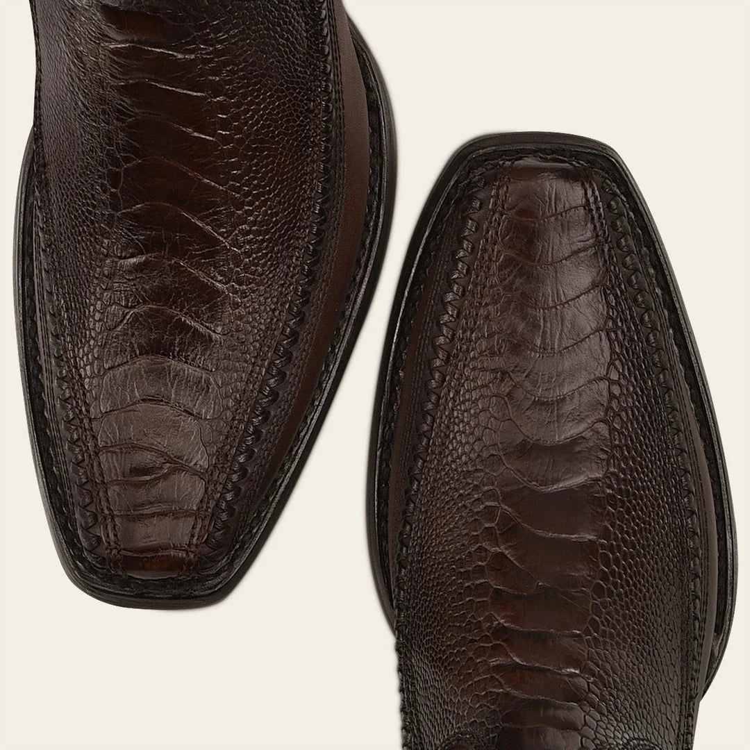 1J2KPT - Cuadra Brown Dress Cowboy Ostrich Leg Zip Ankle Boots for Men