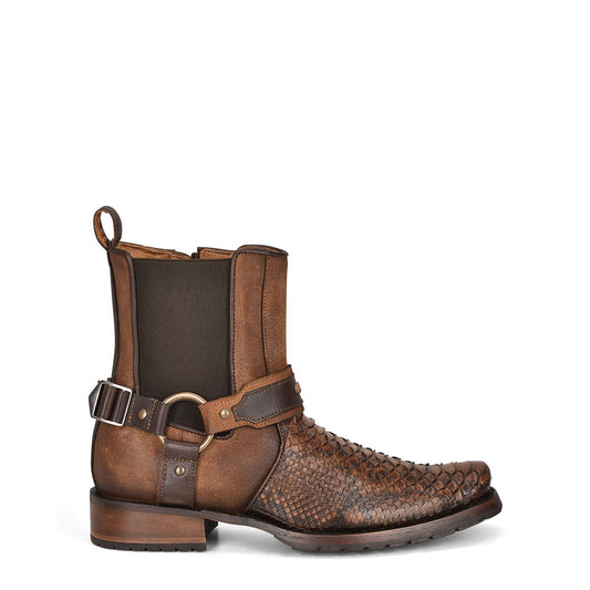 1J2LPH - Cuadra chesnut brown fashion cowboy python ankle boots for men-CUADRA-Kuet-Cuadra-Boots