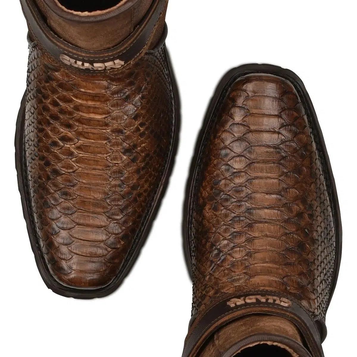 1J2LPH - Cuadra brown casual cowboy python skin zip ankle boots for men-Kuet.us