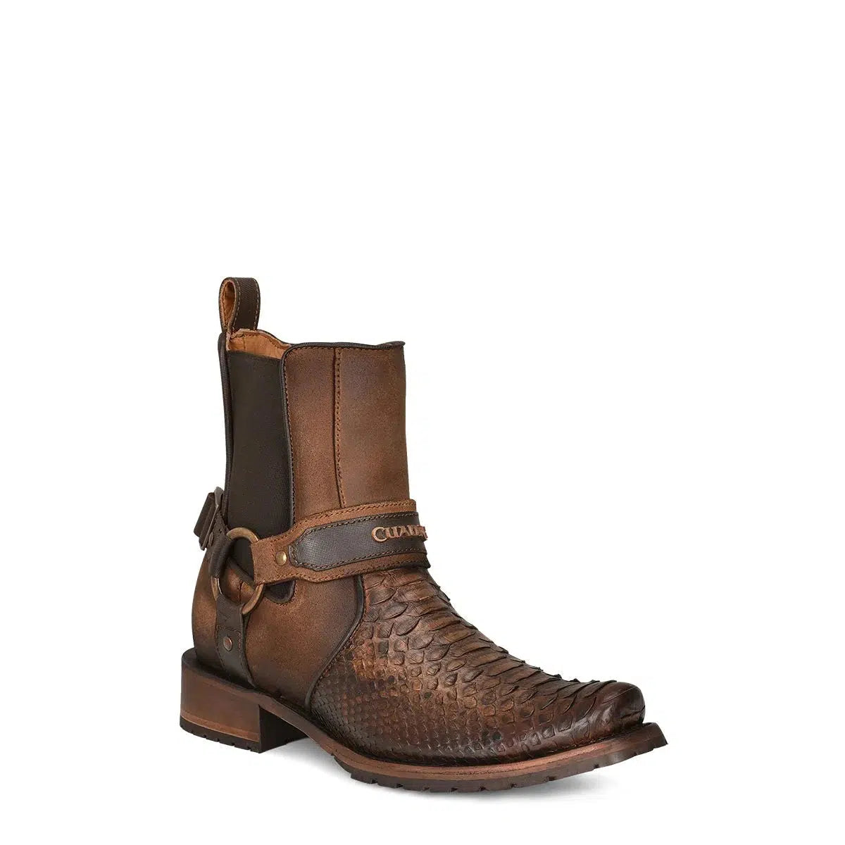 1J2LPH - Cuadra chesnut brown fashion cowboy python ankle boots for men-CUADRA-Kuet-Cuadra-Boots