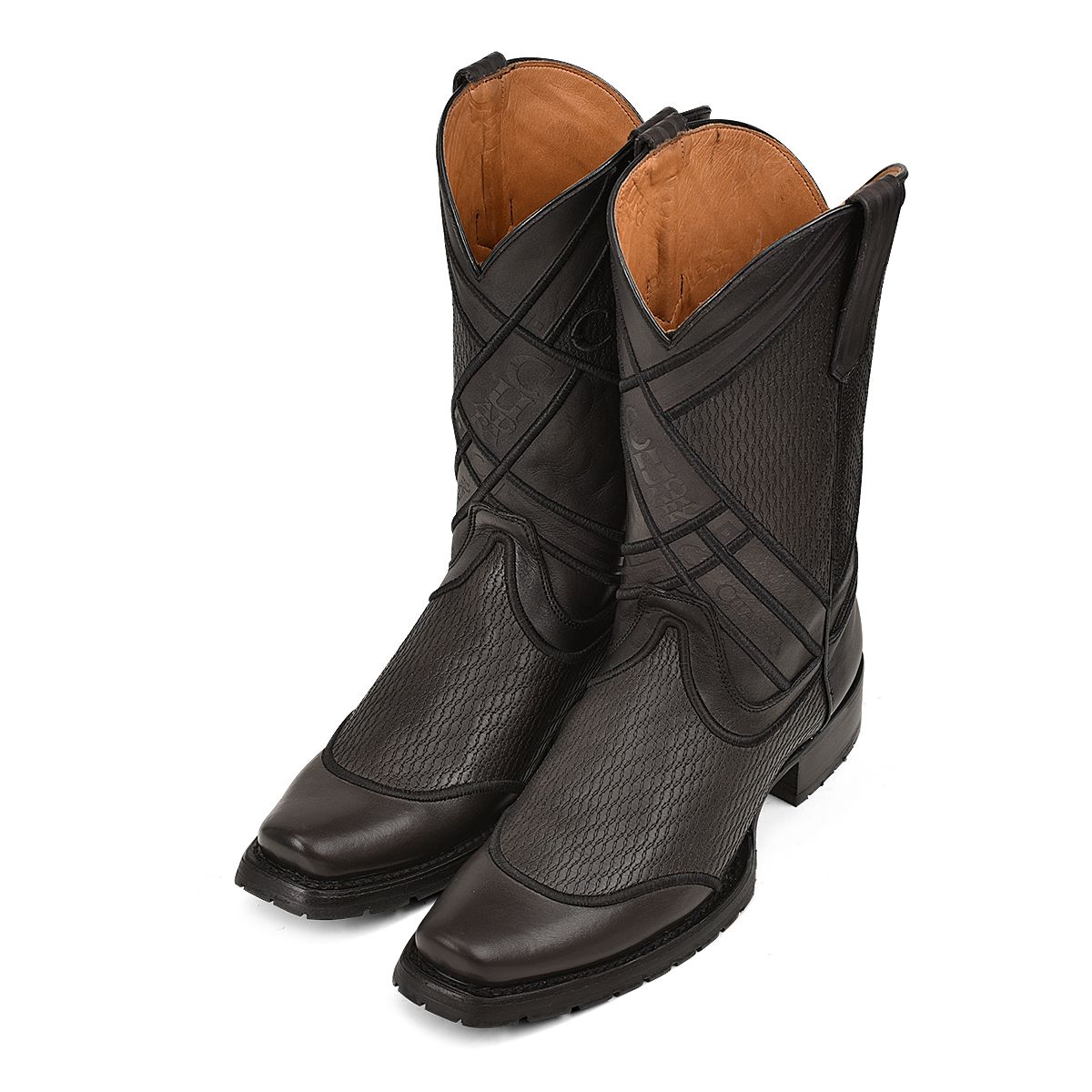 1J2MRS - Cuadra black casual cowboy cowhide leather boots for men-Kuet.us