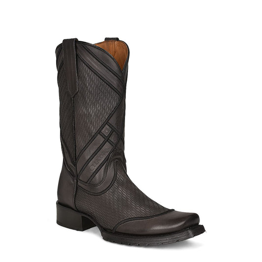 1J2MRS - Cuadra black casual cowboy cowhide leather boots for men-Kuet.us