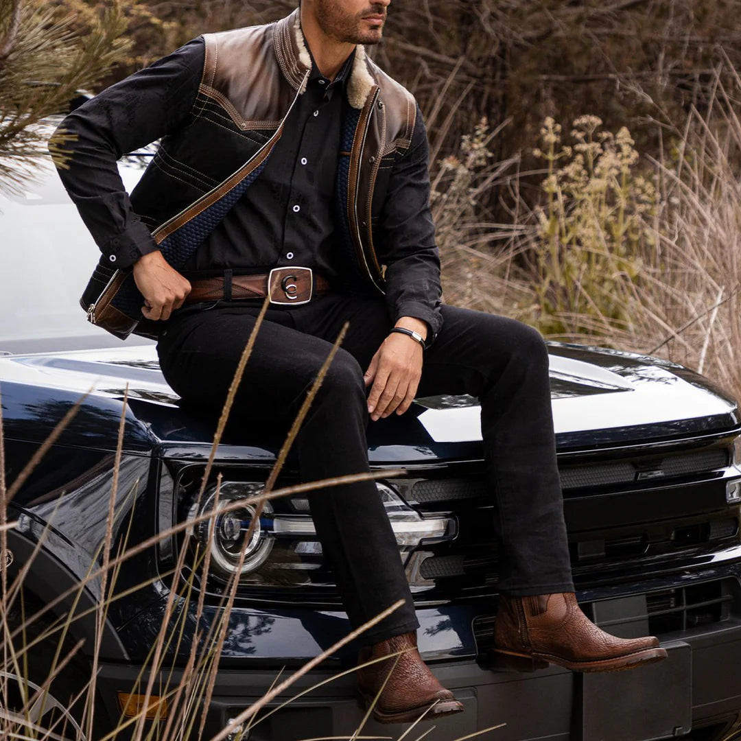Cuadra tobacco casual cowboy shark boots for men