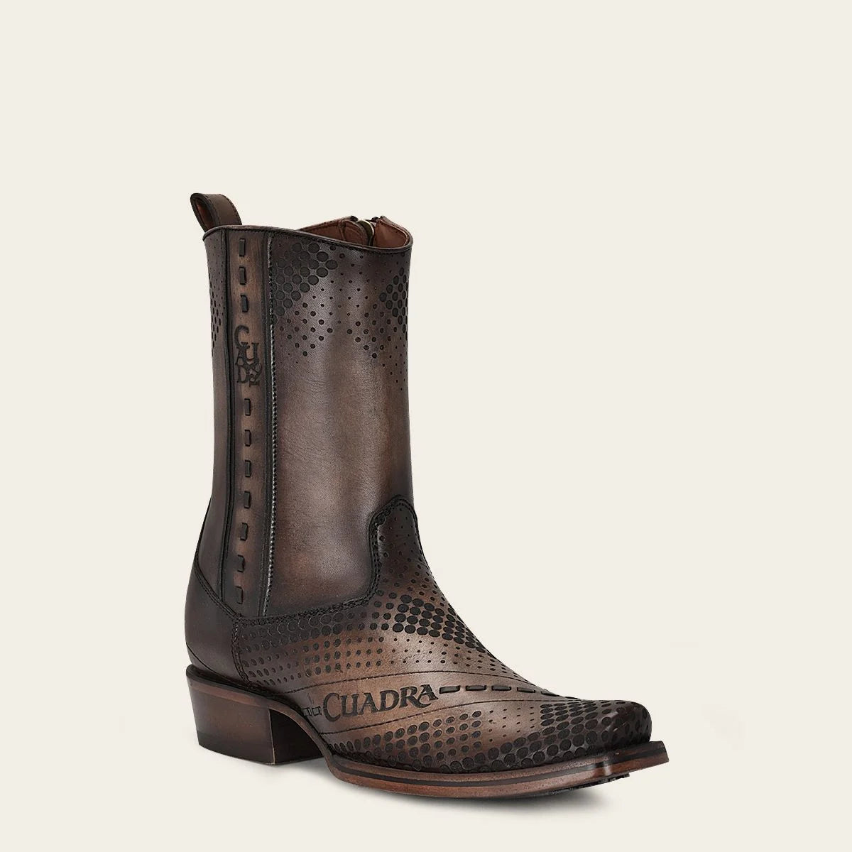 1J2URS - Cuadra Brown Casual Cowboy Cowhide Ankle Boots for Men