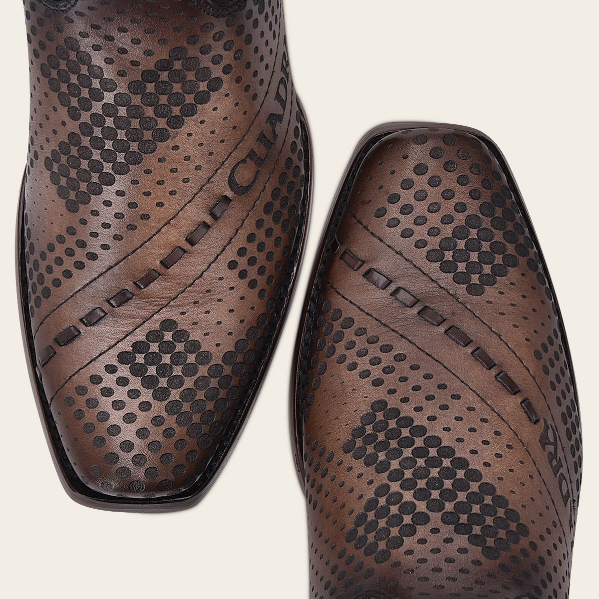 1J2URS - Cuadra Brown Casual Cowboy Cowhide Ankle Boots for Men