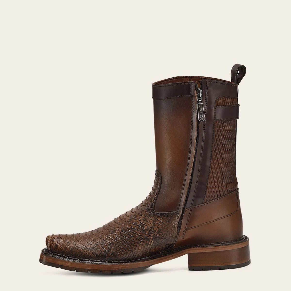 1J2VPH - Cuadra almond cowboy python skin zip boots for men