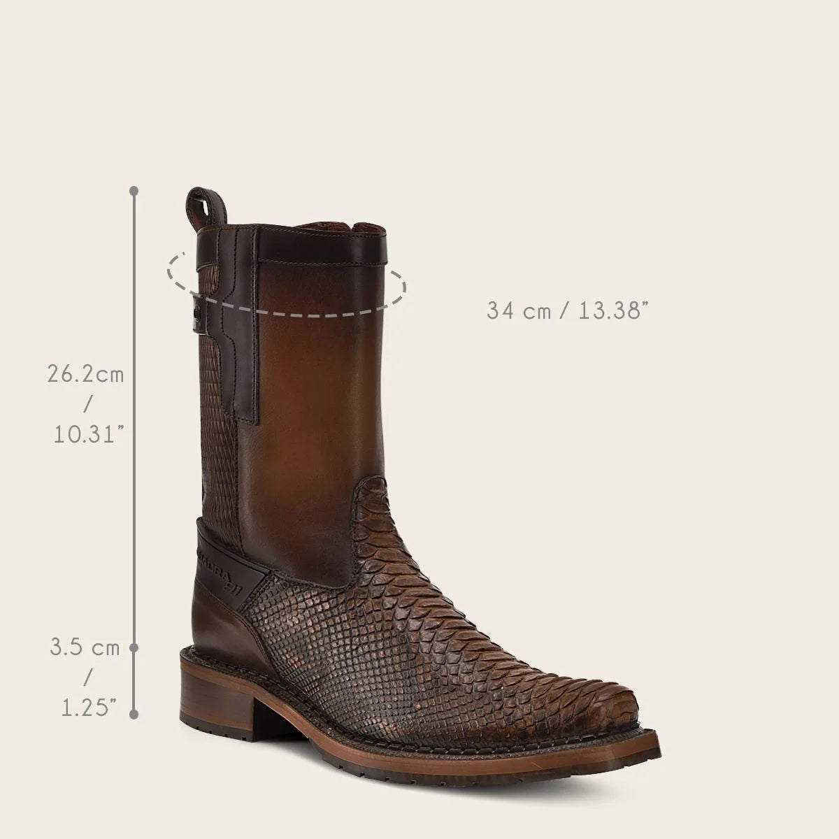1J2VPH - Cuadra almond cowboy python skin zip boots for men