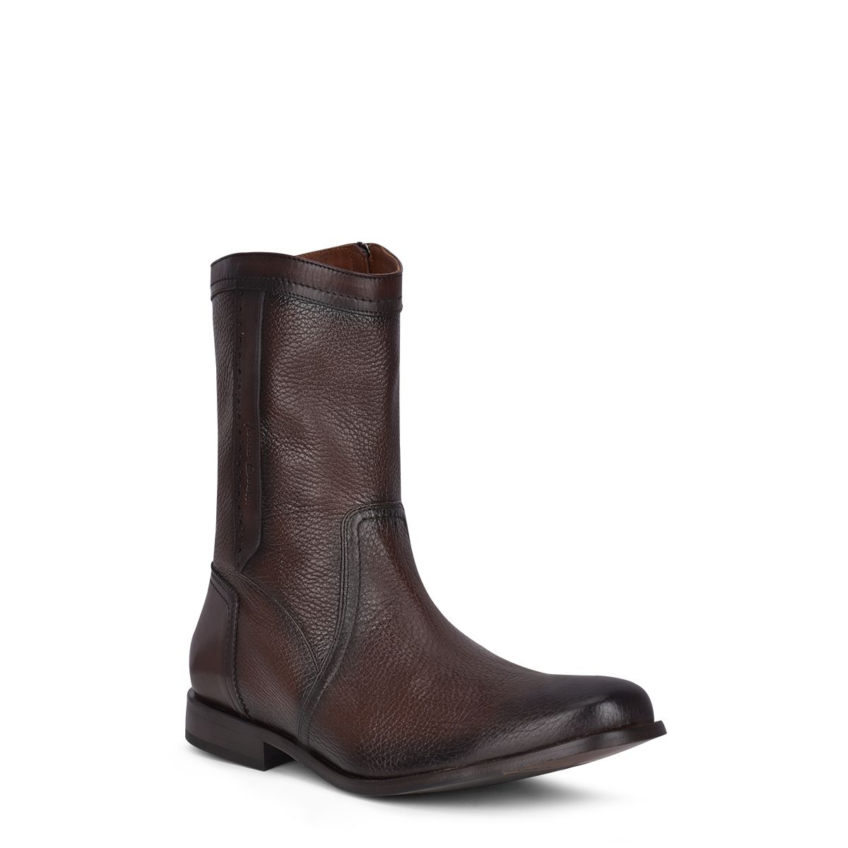 1S1BSVN - Franco Cuadra dark brown dress casual leather zip ankle boots for men-Kuet.us