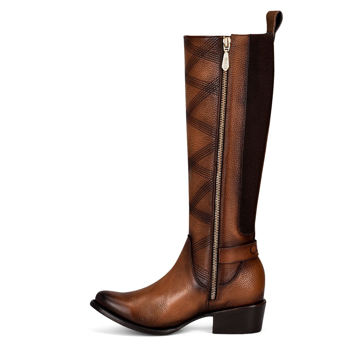 1X4ARS - Cuadra brown casual fashion leather strapped tall boots for women-Kuet.us