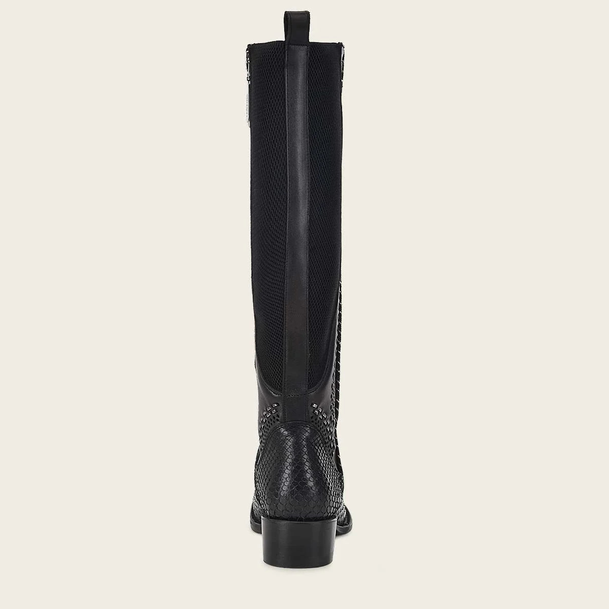 1X4IPH - Cuadra black casual fashion python skin stitched tall boots for women