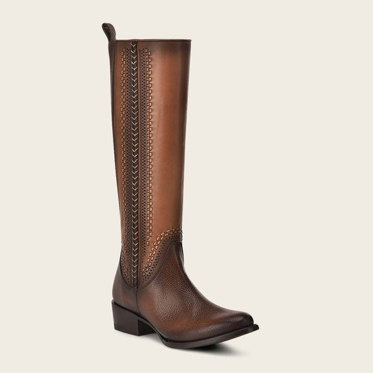 1X4IRS - Cuadra brown leather stitched tall boots for women