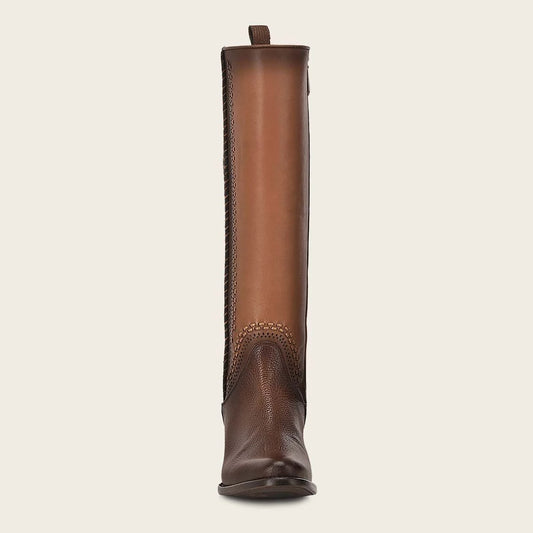 1X4IRS - Cuadra brown casual fashion leather stitched tall boots for women