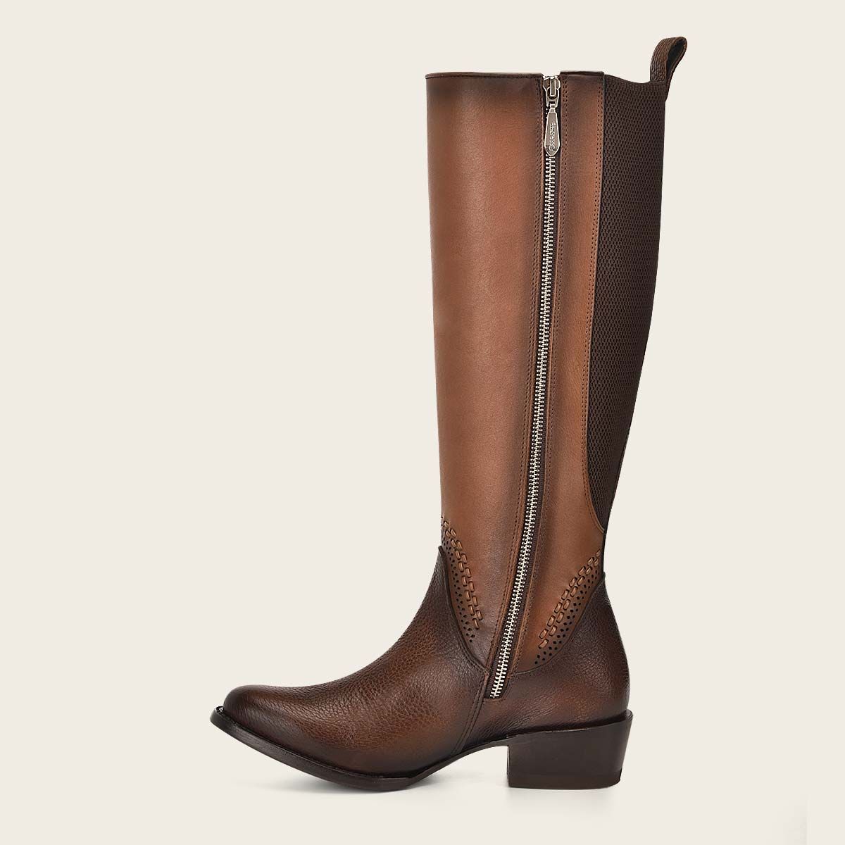1X4IRS - Cuadra brown leather stitched tall boots for women