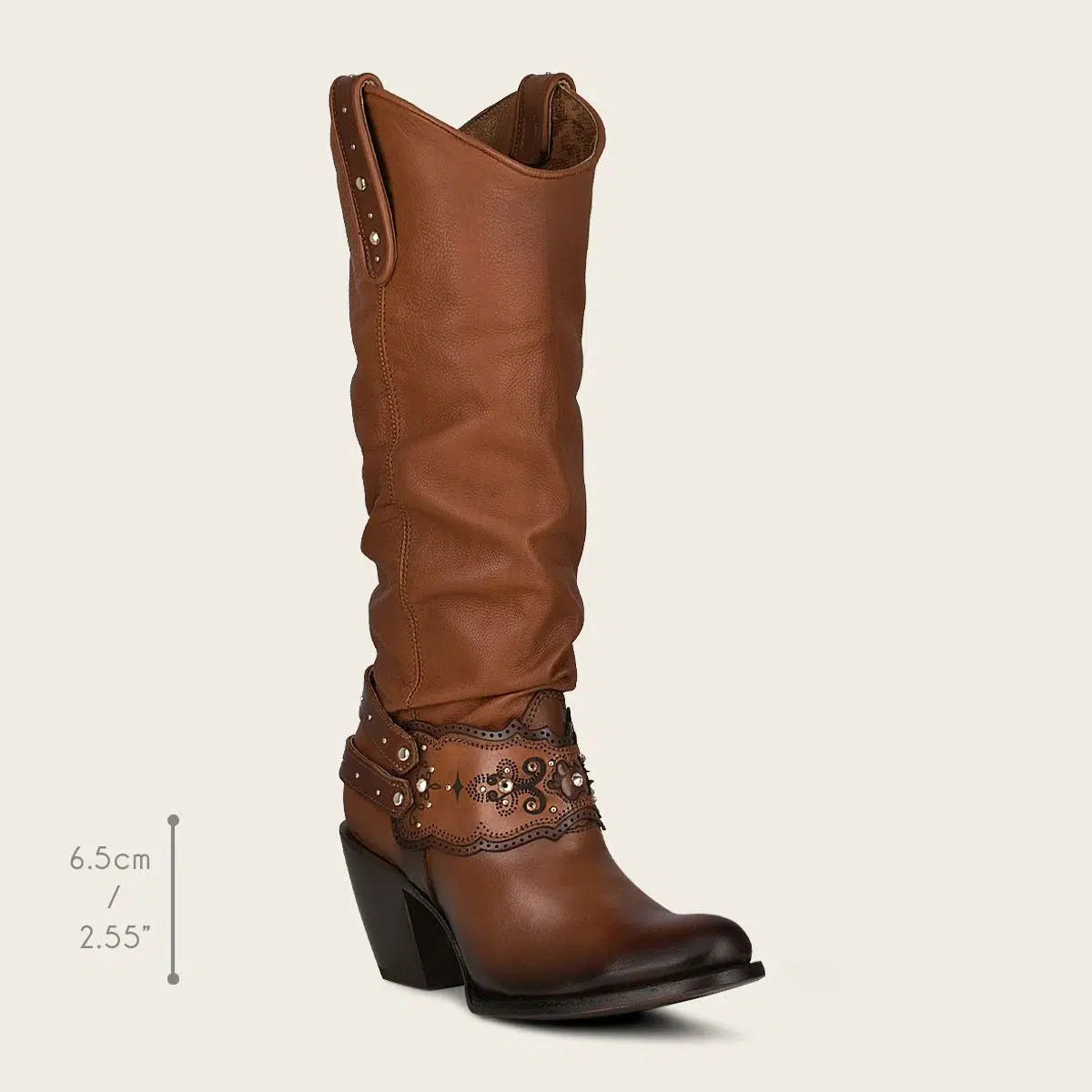 1Z41RS - Cuadra brown casual cowgirl leather knee high boots for women-Kuet.us