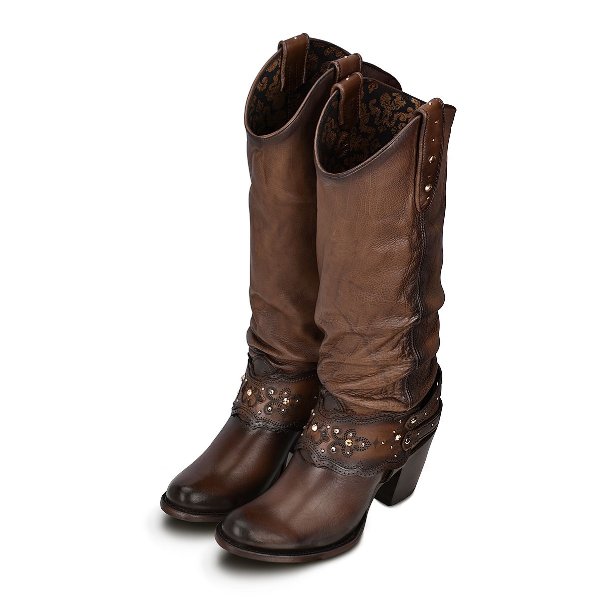 1Z41RS - Cuadra dark brown casual cowgirl leather knee high boots for women-Kuet.us