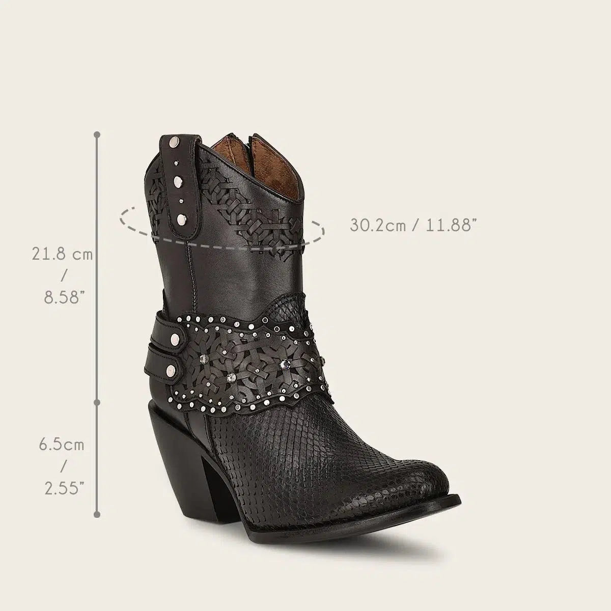1Z42PH - Cuadra black python skin cowgirl ankle boots for women-Kuet.us