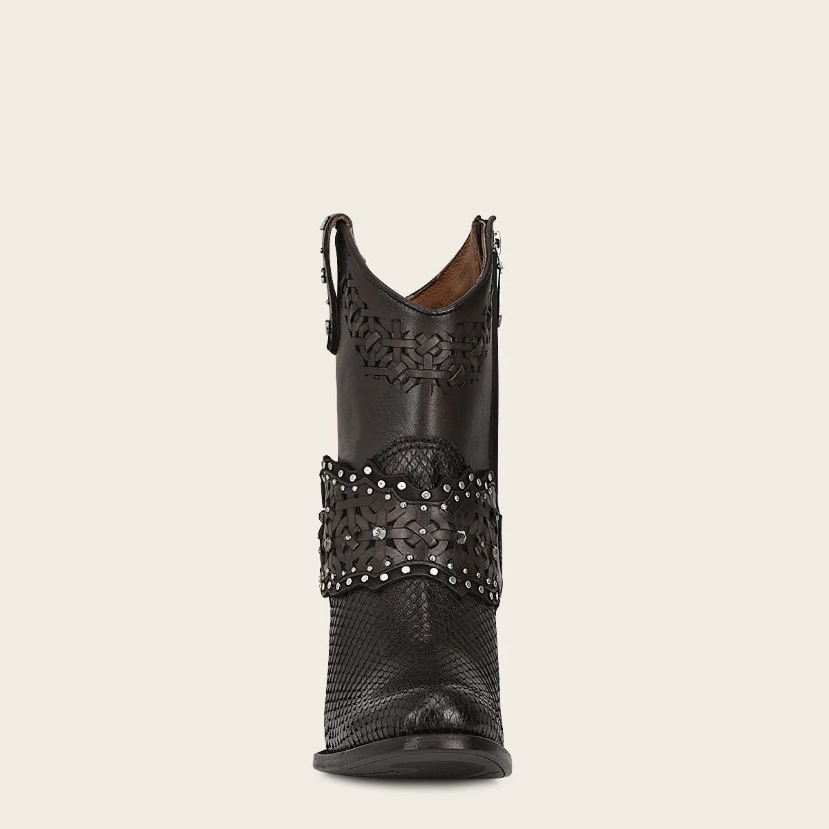 1Z42PH - Cuadra black python skin cowgirl ankle boots for women-Kuet.us