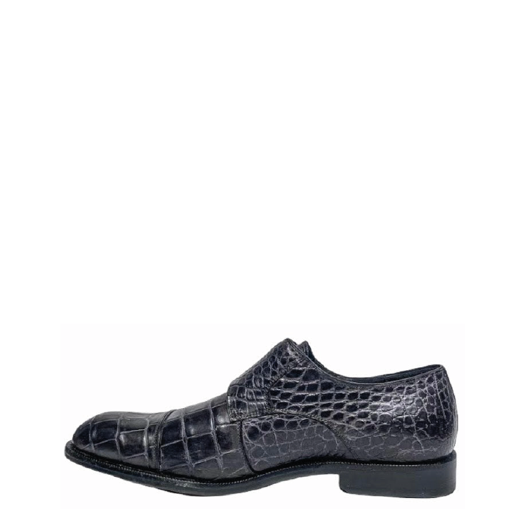 21FLPLP - Cuadra gray dress alligator leather monk strap shoes for men-Kuet.us