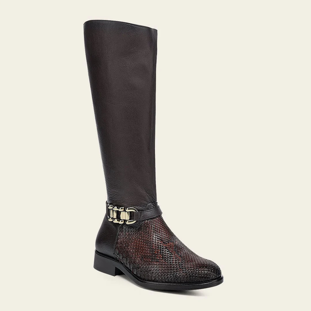 23TPMBD - Franco Cuadra chocolate python skin riding boots for women