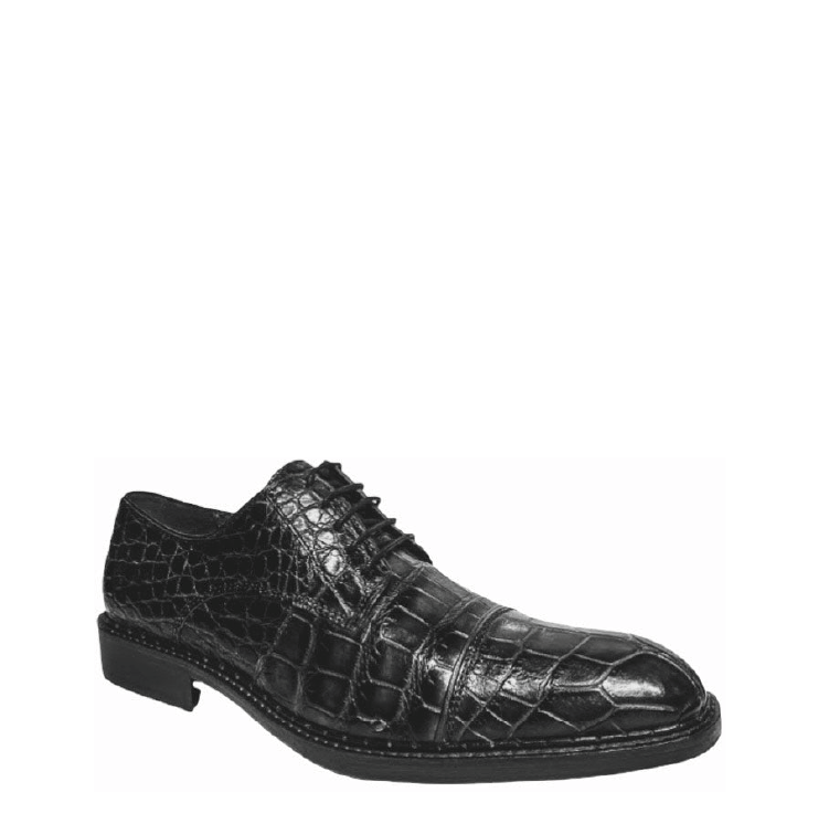29FLPLP - Cuadra black dress classic alligator derby shoes for men-Kuet.us