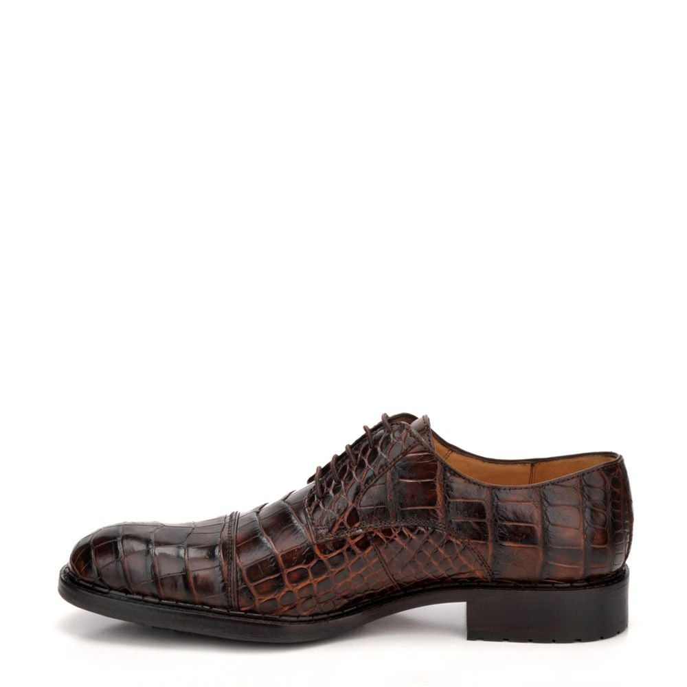 29FLPLP - Cuadra brown dress classic alligator cap toe derby shoes for men-Kuet.us