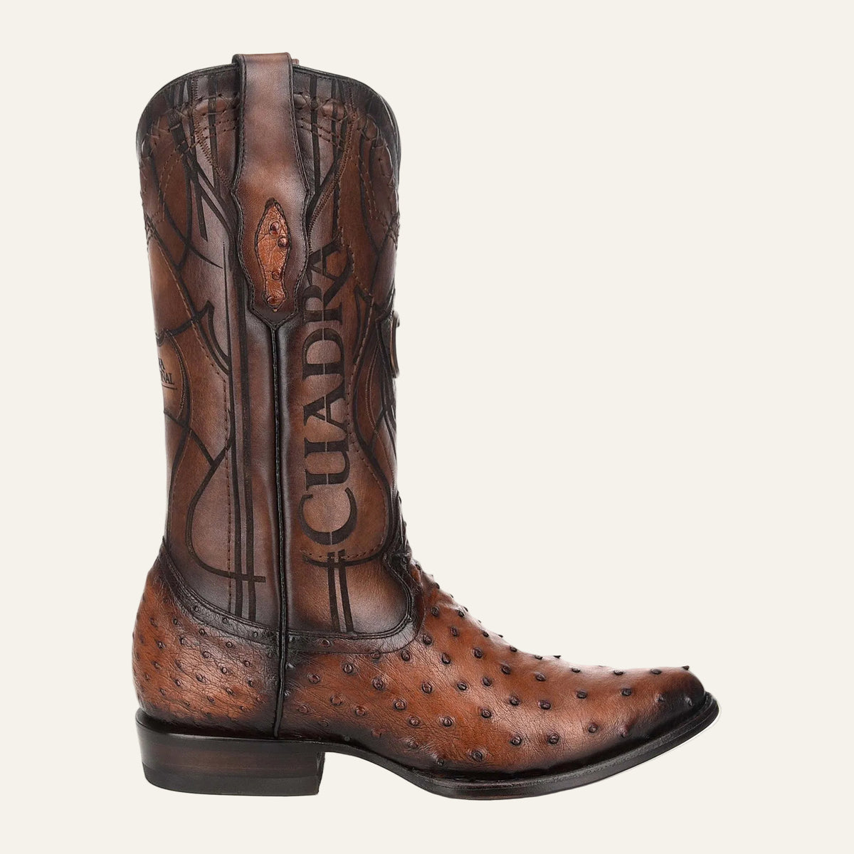 2C1NA1 - Cuadra brown dress cowboy ostrich leather boots for men-Kuet.us