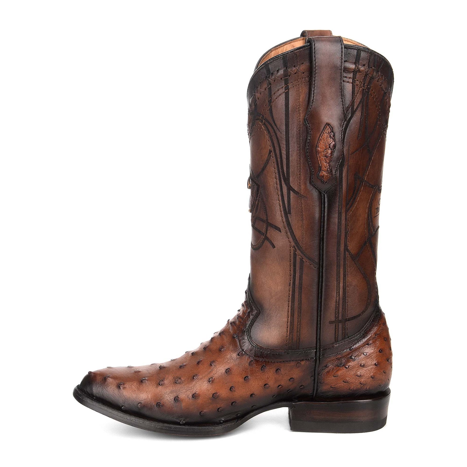 mens brown dress cowboy boots Soto Boots Mens Brown Leather Dress Round Toe Cowboy Boots H50046