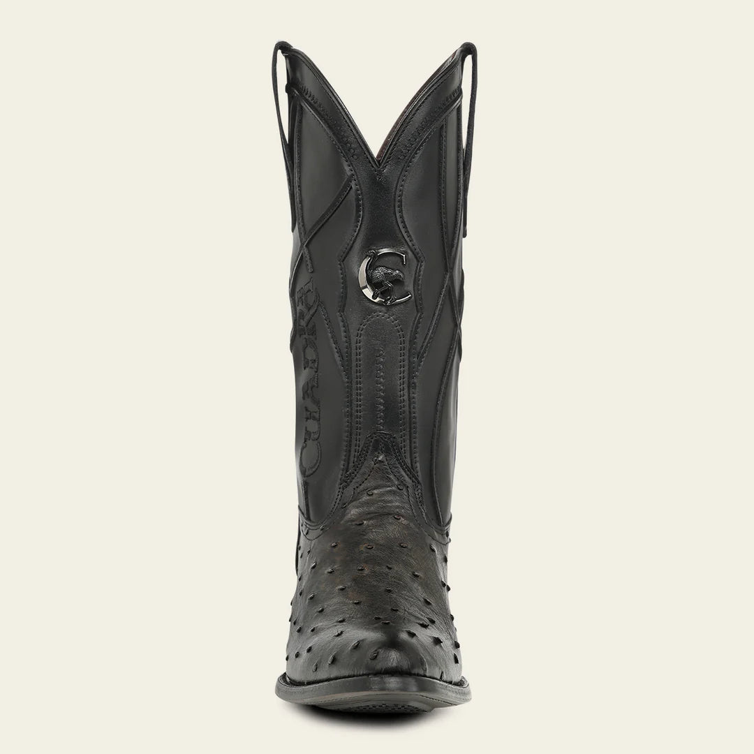 2CT0A1 - Cuadra Black Dress Cowboy Ostrich Leather Boots for Men