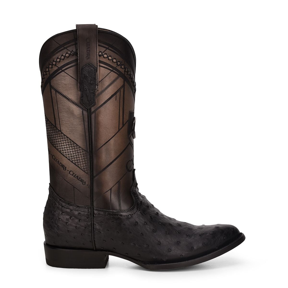 2C2FA1 - Cuadra black dress cowboy ostrich leather boots for men-Kuet.us