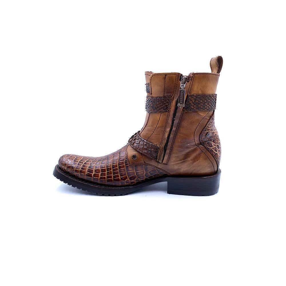 2T13AP - Cuadra honey vintage fashion alligator leather ankle boots for men-CUADRA-Kuet-Cuadra-Boots