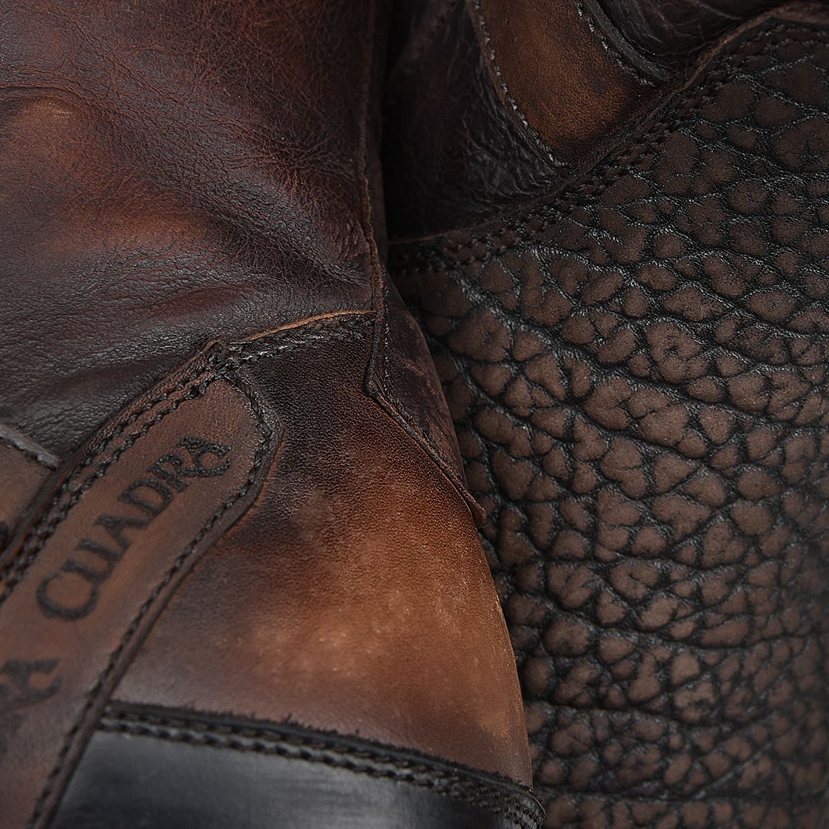 2T2KCT - Cuadra brown vintage fashion cowboy bull neck mid boots for men-Kuet.us