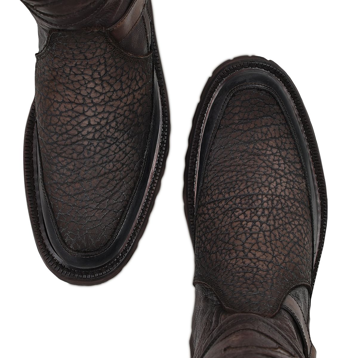 2T2KCT - Cuadra brown vintage fashion cowboy bull neck mid boots for men-CUADRA-Kuet-Cuadra-Boots