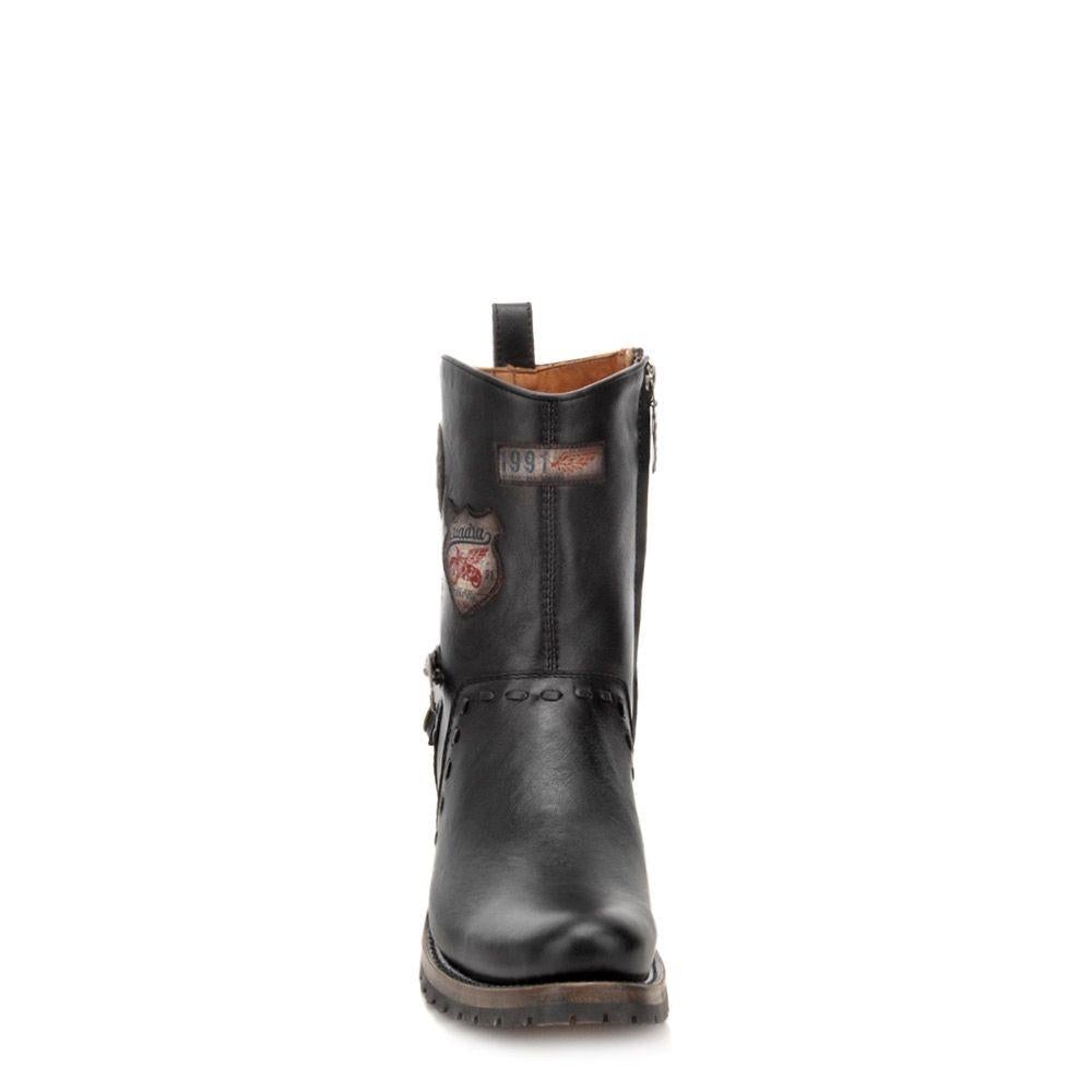 2T38VL - Cuadra black vintage fashion patched leather ankle boots for men-Kuet.us