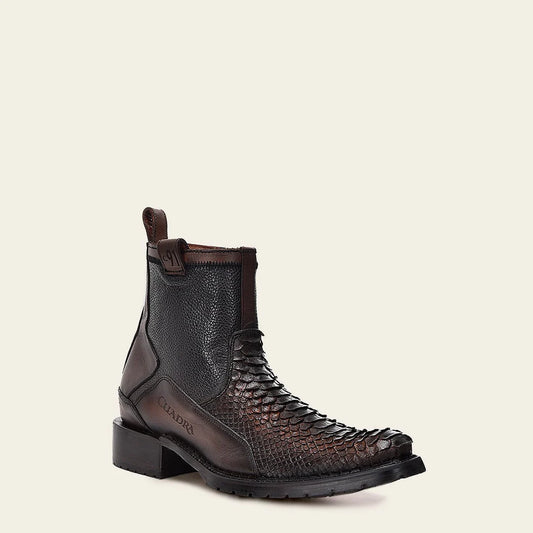 2T50PH - Cuadra chocolate vintage fashion cowboy python skin mid boots for men