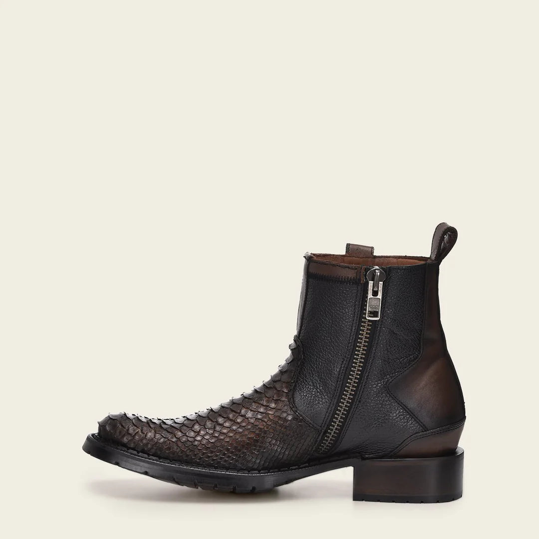 2T50PH - Cuadra chocolate vintage fashion cowboy python skin mid boots for men