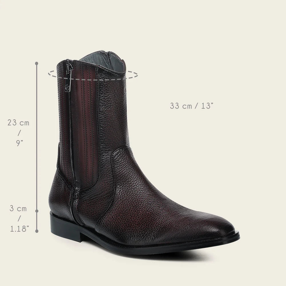 30JVNTS - Cuadra Wine Dress Casual Deer Leather Ankle Boots for Men