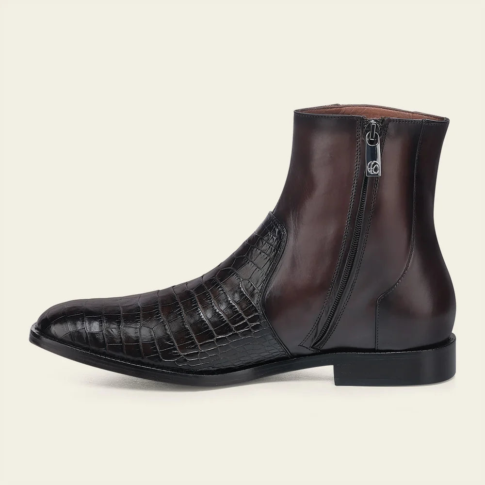 31JLPBI - Franco Cuadra brown dress casual alligator leather ankle boots for men